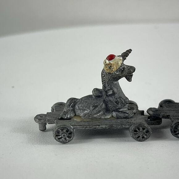 Rare Vintage 70s MSR 4pc Miniature Pewter Christmas FREEDOM TRAIN -Bear Unicorn - Picture 5 of 10